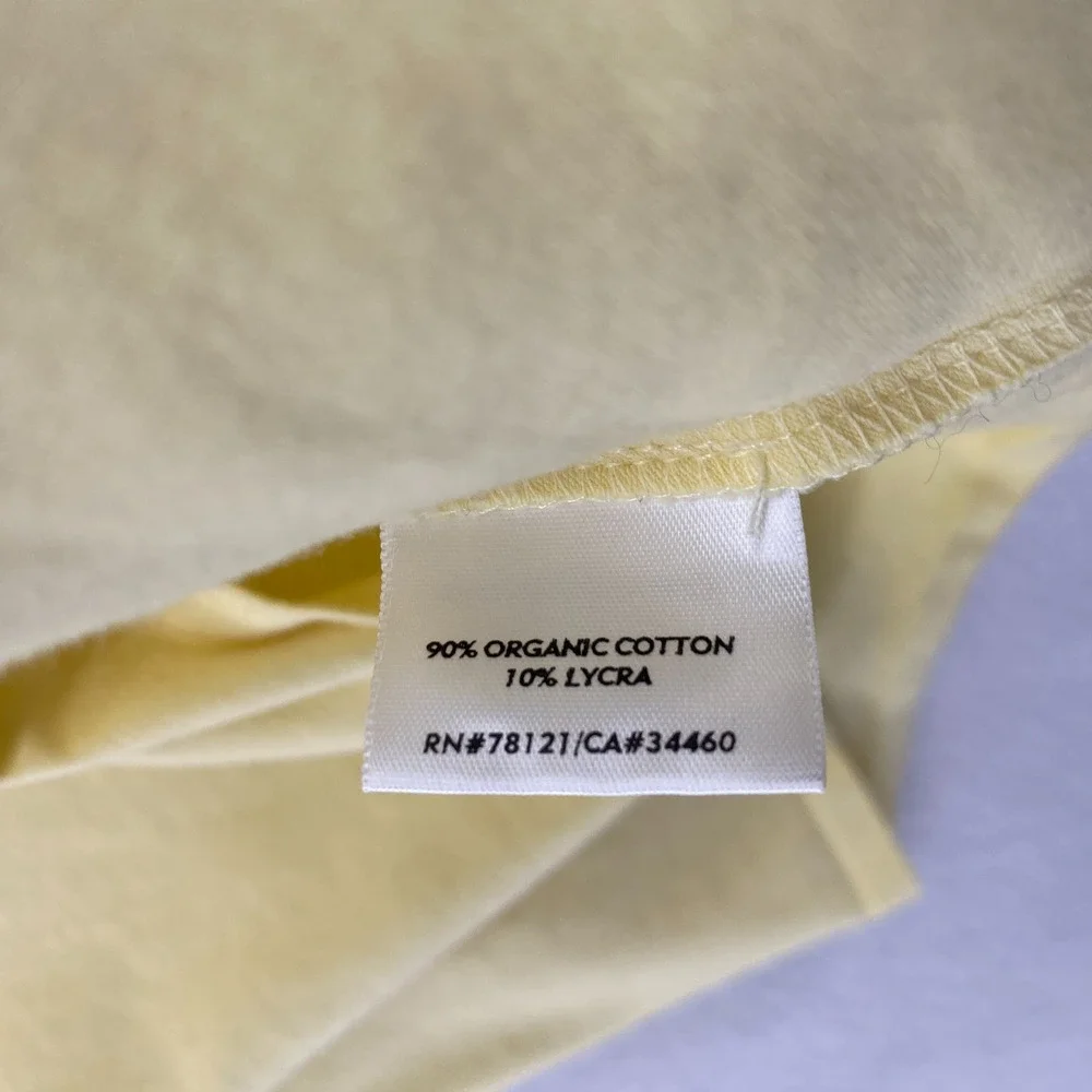 EILEEN FISHER Top S Stretch Organic Cotton Scoop Neck Cap Sleeve Yellow USA - Picture 10 of 13